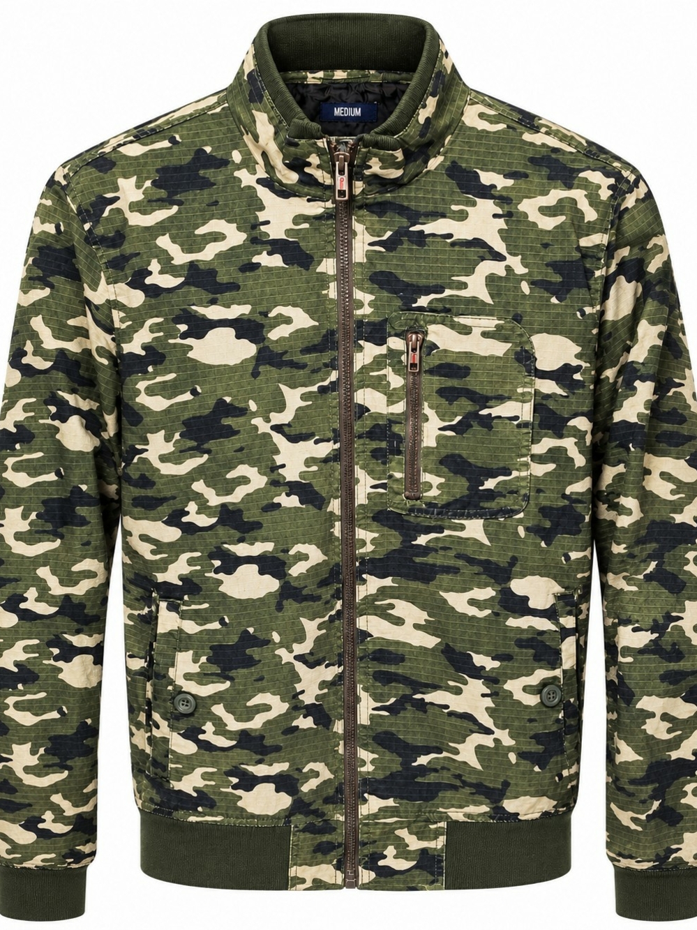 American Rag Men's Olive Green Camo Zip-Up Field Jacket